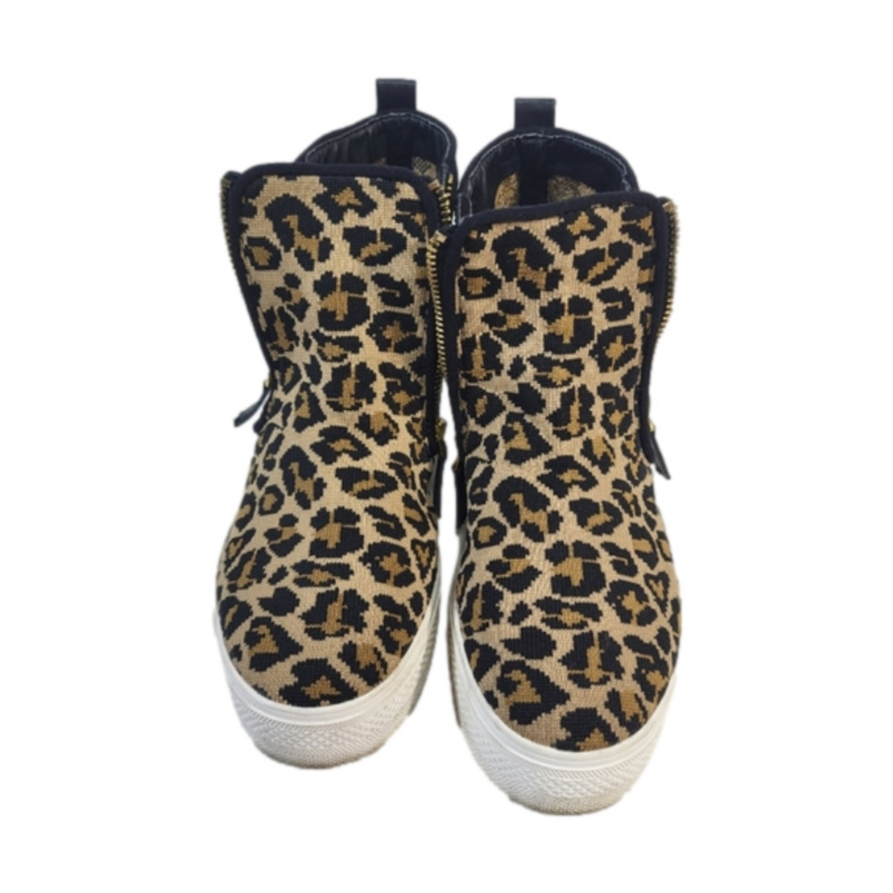 Steve Madden Animal Print Platform Zip Up Sneakers